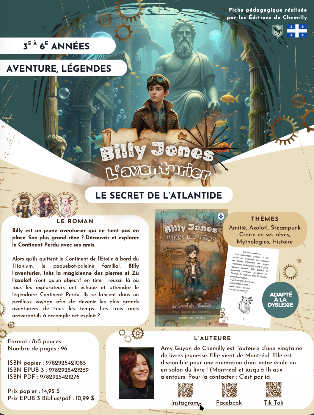 Fiche Pédagogique - Billy Jones L'Aventurier : Le Secret de l'Atlantide (T.1)
