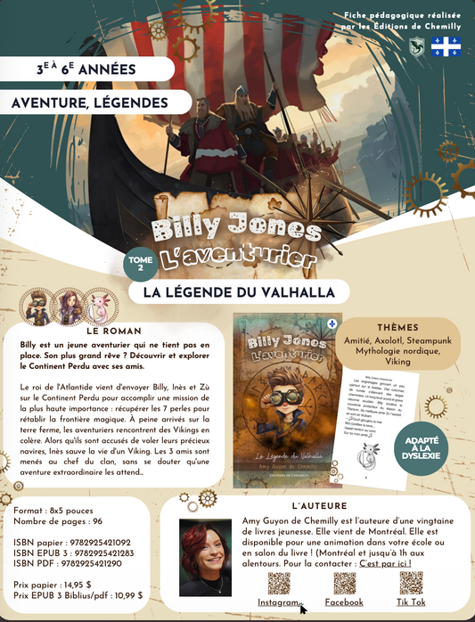 Fiche Pédagogique - Billy Jones L'Aventurier : La Légende du Valhalla (T.2)